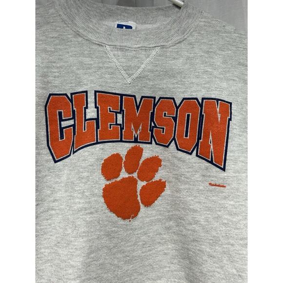 VTG 90s NCAA Clemson Tigers Clemson University Russell Crewneck Sweatshirt Y/MED - Picture 2 of 8